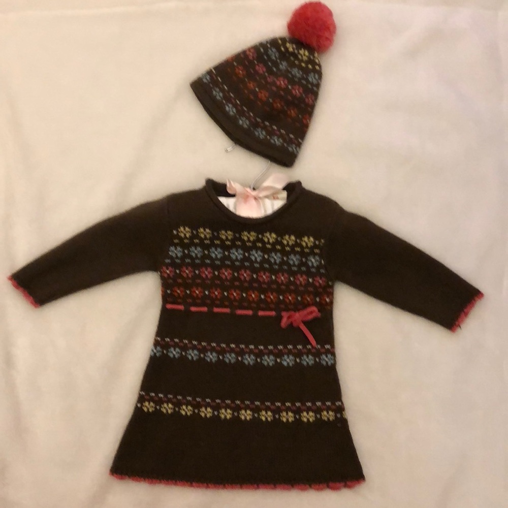 Knit dress with matching hat